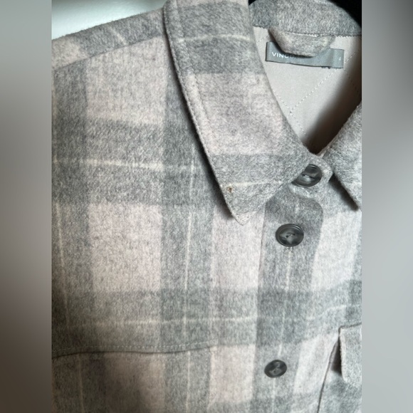 VINCE Grey Plaid Utility Coat Jacket - XL - Picture 3 of 13